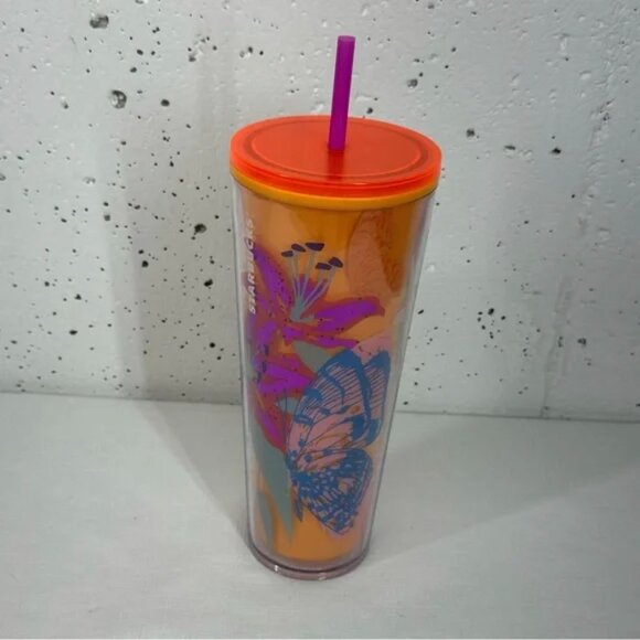 Starbucks Pink and Orange Spring Floral Hop 24oz Tumbler - Picture 5 of 7
